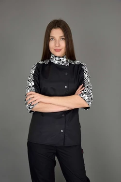 Китель женский поварской Lux-Form Поваренок чёрный 102380 Китель женский поварской Lux-Form Поваренок чёрный 102380