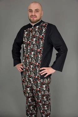 Китель поварской Lux-Form Иероглифы черный 102488 Китель поварской Lux-Form Иероглифы черный 102488