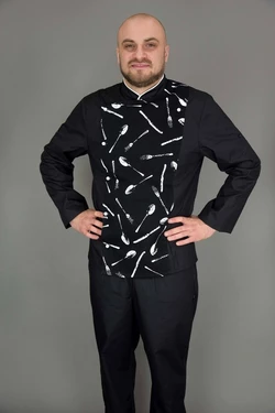 Китель поварской Lux-Form Вилка черный 10974 Китель поварской Lux-Form Вилка черный 10974