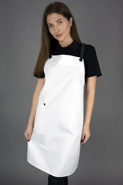 Фартук с нагрудником водоотталкивающий Lux-Form, белый с люверсами 10982 Фартук с нагрудником водоотталкивающий Lux-Form, белый с люверсами 10982