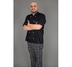 Китель поварской с коротким рукавом Lux-Form КЛАССИКА Черный 103235 Китель поварской с коротким рукавом Lux-Form КЛАССИКА Черный 103235