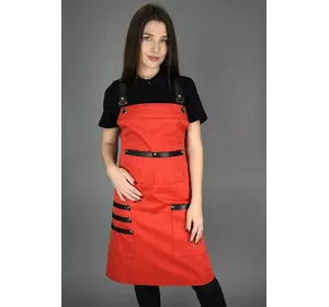 Фартук с нагрудником поварской/официантский красный "Кожа" Фартук с нагрудником поварской/официантский красный "Кожа"
